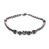 Pearl Magnetic Anklet, Brocade Anklet With Black Gemstone Beads One Size