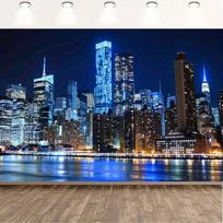NYC Mėlynos Nakties Dangaus Linijos Gobelenas, Estetiškas Sienos Kabinys Miegamajam & Bendrabučiui 47.2x31.5inch/120*80cm