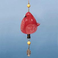 Ceramic Bird Wind Chime Hanging Ornament with Resin Leaf and Beads Decorative Outdoor Indoor Garden Accessory for Patio Porch 13*12*10 cm