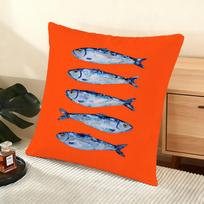 Sardines Art Cushion Cover Soft Short Plush Pillow Cover Smooth Cozy Texture Aesthetic Cushion Case Home Decor Peach skin 18*18(CM)-1Pcs
