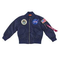 Aukščiausios kokybės NASA bomber striukė vaikams su klasikiniu Pilot Ma1 dizainu 105cm（4T） tamsiai mėlyna