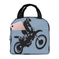 Moto X Dirt Bike Monotone Vector Art Insulated Lunch Bag for Women Office Cooler Thermal Food Box Tote  Lunch Boxes Container One Size