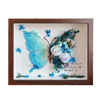 DIY Shadow Box Display Case Romantic Valentines Day Gifts Butterfly Preserved Flowers Shadow Box Frame Gift for Women Wife Mom mėlyna