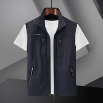 Didelio dydžio liemenė, skirta vidutinio amžiaus vyrų žvejybai lauke, vasaros Camisole laisvalaikio plona darbo liemenė 6XL tamsiai mėlyna spalva
