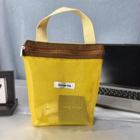 New Dopamine Mesh Toiletry Bag Transparent Portable Handbag Large Capacity Storage Bag Makeup Toiletry geltona