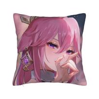 Furina Pixel Genshin Impact Pillowcase Double-Sided Printing Polyester Cushion Cover Decorations Pillow Case Cover Home Square Peach skin 18*18(CM)-1Pcs