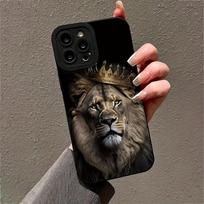 Lion King graphic phone case for iPhone 16 15 14 13 12 11 x XR Xs SE2 SE 8 7 plus pro Max mini silicone back cover for iphone13(6.1") black