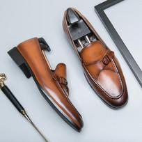 Britain Gentleman Trendy Monk Strap Business Leather Shoes For Men Designer All Match Dress Wedding Prom Homecoming Footwear 38 ruda