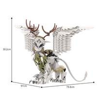 MOC Fantasy Forest Guardian Griffin Building Blocks with Articulated Wings & Antlers Model Kit for Adults Collection