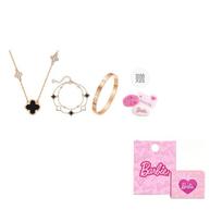 Barbie karoliai [Naujametinė riboto leidimo ir Sėkmės palydovas] Didelio prekės ženklo keturlapis dobilas rinkinys, klasikinis ir universalus, aukštos klasės BB-SJT007 ruda