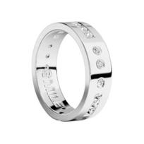APM Monaco SMILE Morzės abėcėlės sintetinio kubinio cirkonio žiedas, tas pats stilius vyrams ir moterims, poros modelis, sidabro baltas W21436OX sidabras