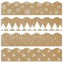 Snowflake Burlap Fan-Shaped PVC Adhesive Bulletin Board Border Sticker for Back-to-School Classroom or Office Decor (as the picture,1bag 60sheets&6.6*30 cm)
