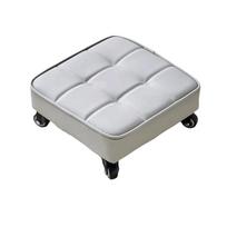 Square Shape Rolling Stool Upholstered Wheeled Short Bench Low Sliding Bench  Entryway Lazy Rest pilka