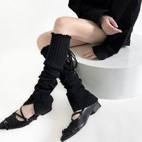 Autumn Winter Leg Warmers Knitted Foot Cover Thigh High Women Stockings Straps JK Girl Leg Cover Lolita Ruffle Socks Leg Warmers 35-39