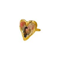 Stainless Steel Heart-shaped Stone Ring Light Luxury Irregular Bohemian Ring Crystal Exaggerate Rhinestone Opening Ring