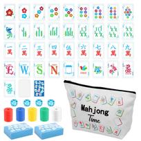 Mahjong Card Poker Game Set Mahjong Playing Cards Chinese Mahjong Mini Playing Cards for Parties Family Activities Travel Home