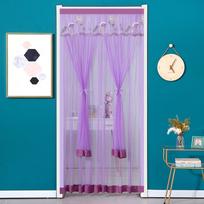 Double Layer Lace Embroidered Door Curtain Punching Free Breathable Mesh Bedroom Partition Curtain Anti-mosquito Self-adhesive