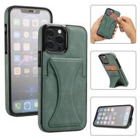 for iPhone 11 12 13 Pro Max Case Luxury Slim Fit Premium Leather Card Slots Shockproof Kickstand Cover for iPhone 13 Pro Max for iPhone XR žalia