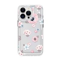 Mergaičių gėlių skaidrus telefono dėklas, skirtas iPhone 16 15 14 13 12 11 Pro Max 16 Plus, buferis, atsparus smūgiams, kietas dėklas For iPhone 15