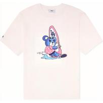 MLB T Shirts Unisex Cream Crew Neck Moderate Straight Fit 3ATSE0233-07CRS L