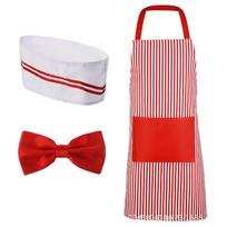 Carnivals Circus Waiter Cosplay Apron with Hat Kitchen Uniforms Chef Costume  Women Men 3piece