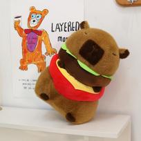 Burger Capybara Doll Cute Burger Kapibara Plush Toy Birthday Gift Exchange 22 cm 0.15kg