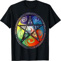 Wiccan Pentagram: Witchcraft Magic Pagan Star Funny Cotton Tee - MADE IN USA S