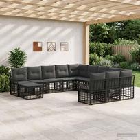 Garden Sofa Set 12 pcs Black and Dark Grey Poly Rattan