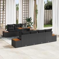 Garden Sofa Set with Storage 8 pcs Black Poly Rattan