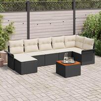 Garden Sofa Set with Cushions 8 pcs Black Poly Rattan