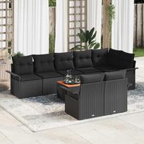 9 Piece Garden Sofa Set with Cushions Black Poly Rattan