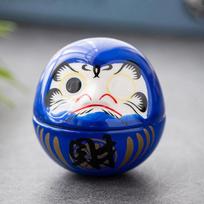 Keraminė Daruma statulėlė Daruma vėžlys amatai japoniško stiliaus sėkmės ornamentas kraštovaizdis namų dekoro aksesuarai dovanos mėlyna