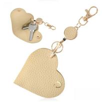 Trendy Hanger Heart Pu Leather Keychain DIY Candy Color Retractable Buckle Key Bag Creative Korean Bag Charm Car Accessory abrikosas