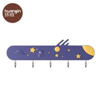Modern Plastic Wall Mounted Strong Self Adhesive Hooks for Children Coats Hanging Hats M violetinė