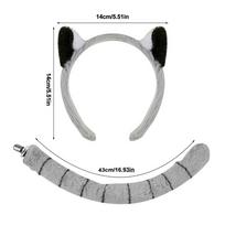 Animal Costumes for Kids Lemur Ears and Tail Set Costume Accessory for Holiday Cosplay Carnival Masquerade Halloween Stage