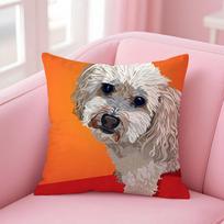 Toy Poodle Cushion Cover Linen Pillowcase Cover Soft Decor For Sofa Home Room Peach skin 18*18(CM)-1Pcs