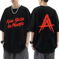 Reperio Anuel AA Real Hasta La Muerte Marškinėliai Vyriški Drabužiai Mada Hip Hop Harajuku Marškinėliai Medvilniniai Per dideli Apvaliu Kaklu Marškinėliai S