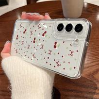 Cherry Bowknot Clear Case For Samsung Galaxy A15 A14 A55 A54 A53 A36 A26 A16 A52 A35 S25 S24 S23 S22 Ultra Plus S24 FE TPU Cover For Samsung Galaxy A35