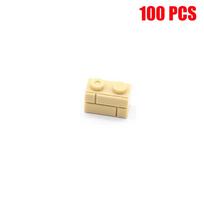 100 vnt. 1x2 taškų miesto sienų plytos MOC namo statybiniai blokai, priedai, dalys suderinamos 98283 mokomieji žaislai, skirti pasidaryk pats