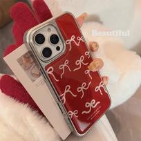 Burgundy Retro for IPhone16 for Apple 15Promax Phone Case 17 Red Bow 14 Glue for Huawei 17promax
