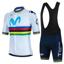 Movistar Dviračių Džersio Rinkinys Trumpomis Rankovėmis Ispanija Vyriškas Anti-UV Dviračių Sportinė Apranga Komandos Vasariniai Dviračių Drabužiai Maillot Ciclismo Hombre S white
