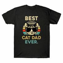 Best Cat Dad Ever Funny Cat Lover Daddy Father Vintage Men's T Shirt Cotton Tee L