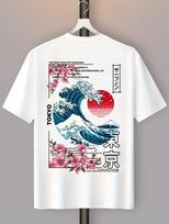 Tokyo Great Wave Off Kanagawa T-Shirt Japanese Art Sakura Graphic Tee L