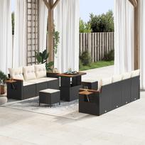 Garden Sofa Set 10 pcs Black Poly Rattan