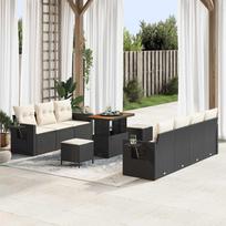 Garden Sofa Set with Cushions 10 pcs Black Poly Rattan