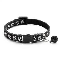 1Pcs/2Pcs Adjustable Cat Collars with Bell Cute Paw Print & Bow Tie Pet Collars for Kittens Puppies juoda
