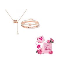 Barbie necklace [Flash] Sparkling slim waist three-piece set, sweet ins-style fugitive princess niche transfer beads wrist chain bracelet BBSZ001-BB auksas