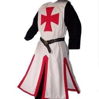 Akį traukiantis viduramžių templjerų kryžiuočio vyriškas tunikos kostiumas Cosplay kostiumas Red,L