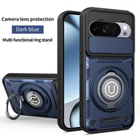 360° Ring Stand Phone Case For Google Pixel 10 9 Pro XL 10 9 Pro 2-in-1 Drop-proof Shockproof Camera Lens Protective Cover For Pixel 9 tamsiai mėlyna spalva