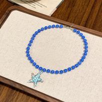 Acrylic Starfish Dots Necklace Holiday Dopamine Starfish Beads Choker Street Jewelry Photography Props Summer Clavicle Chain mėlyna